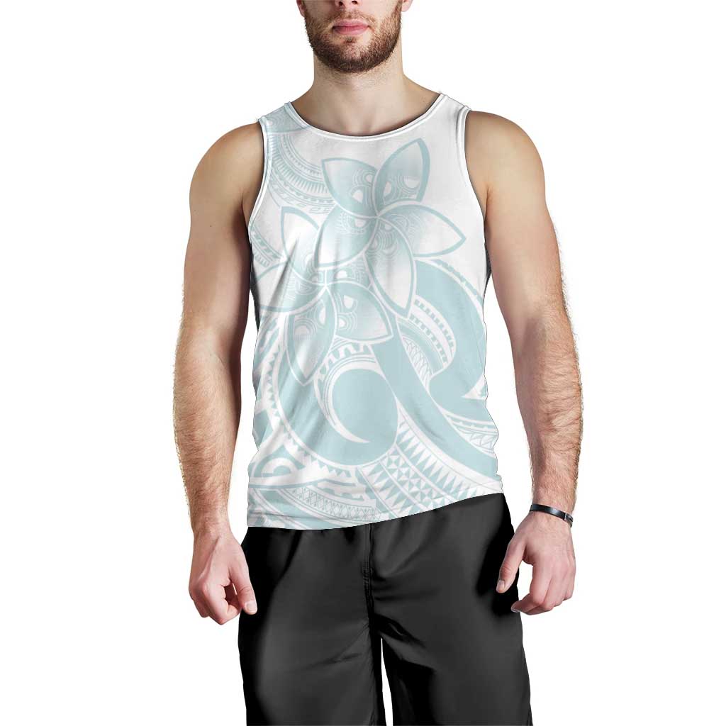 Polynesian Tribal Plumeria Lotu Tamaiti Men Tank Top Pastel Cyan - Polynesian Pride