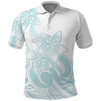 Polynesian Tribal Plumeria Lotu Tamaiti Polo Shirt Pastel Cyan - Polynesian Pride