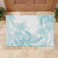 Polynesian Tribal Plumeria Lotu Tamaiti Rubber Doormat Pastel Cyan LT9 Cyan - Polynesian Pride