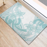 Polynesian Tribal Plumeria Lotu Tamaiti Rubber Doormat Pastel Cyan LT9 - Polynesian Pride