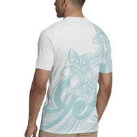 Polynesian Tribal Plumeria Lotu Tamaiti Rugby Jersey Pastel Cyan - Polynesian Pride