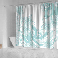 Polynesian Tribal Plumeria Lotu Tamaiti Shower Curtain Pastel Cyan LT9 - Polynesian Pride