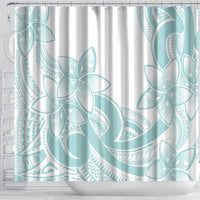 Polynesian Tribal Plumeria Lotu Tamaiti Shower Curtain Pastel Cyan LT9 - Polynesian Pride