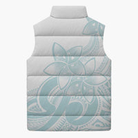 Polynesian Tribal Plumeria Lotu Tamaiti Sleeveless Puffer Jacket Pastel Cyan LT9 - Polynesian Pride