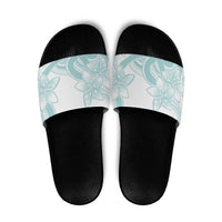 Polynesian Tribal Plumeria Lotu Tamaiti Slide Sandals Pastel Cyan LT9 Cyan - Polynesian Pride