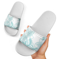 Polynesian Tribal Plumeria Lotu Tamaiti Slide Sandals Pastel Cyan LT9 - Polynesian Pride