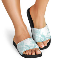 Polynesian Tribal Plumeria Lotu Tamaiti Slide Sandals Pastel Cyan LT9 - Polynesian Pride