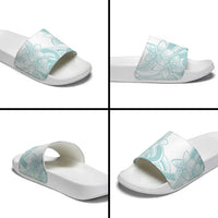 Polynesian Tribal Plumeria Lotu Tamaiti Slide Sandals Pastel Cyan LT9 - Polynesian Pride