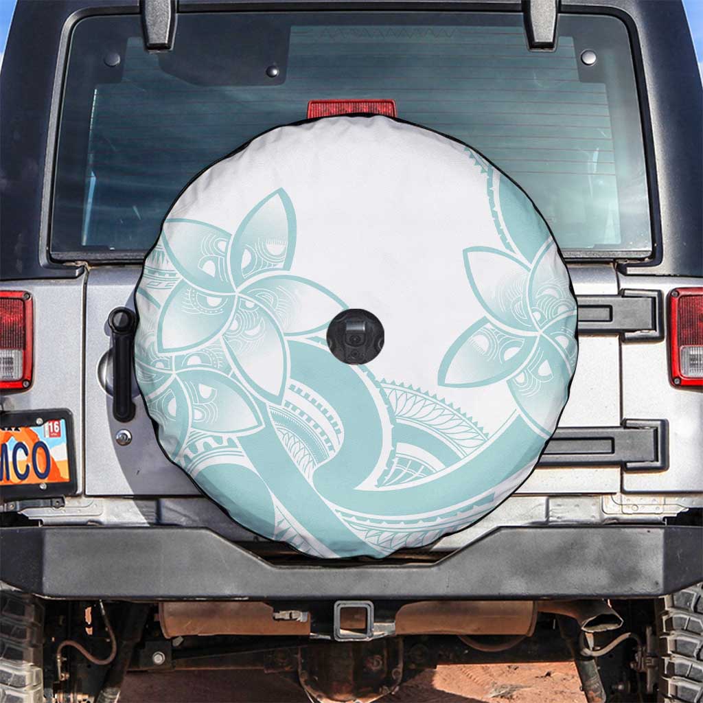 Polynesian Tribal Plumeria Lotu Tamaiti Spare Tire Cover Pastel Cyan - Polynesian Pride