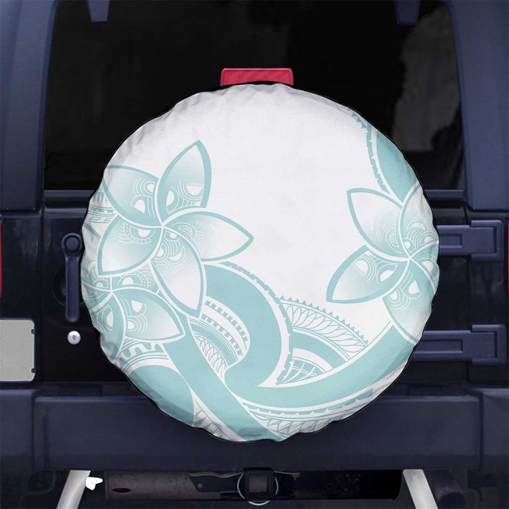 Polynesian Tribal Plumeria Lotu Tamaiti Spare Tire Cover Pastel Cyan - Polynesian Pride