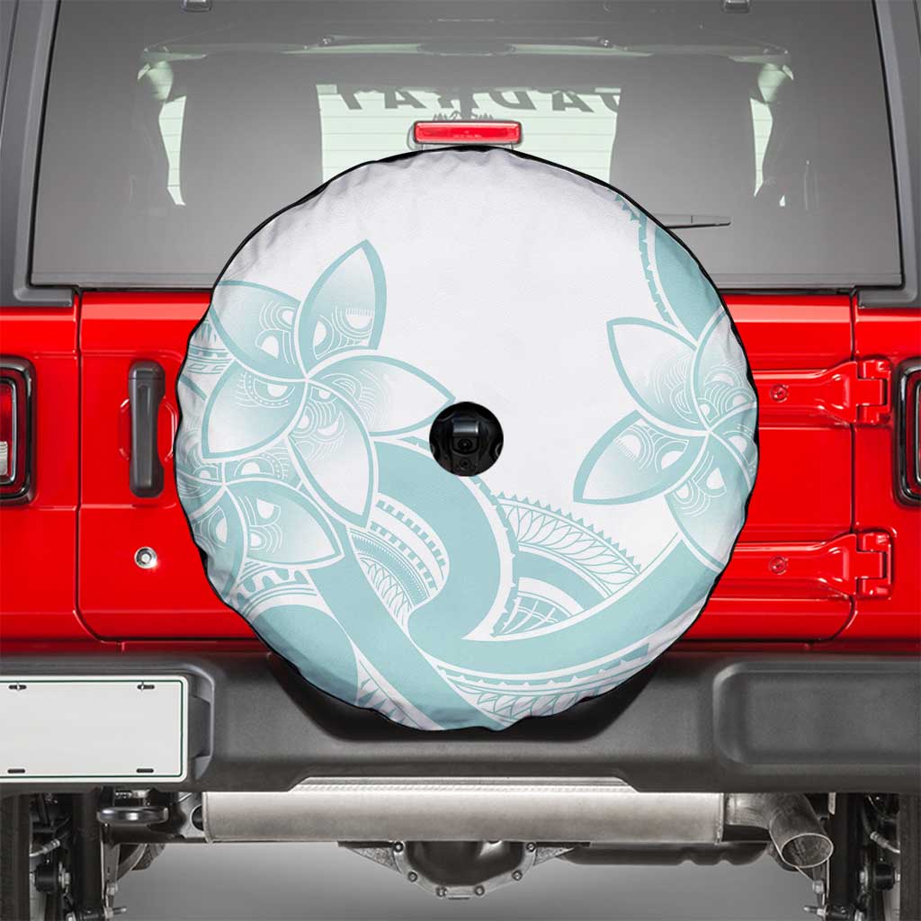 Polynesian Tribal Plumeria Lotu Tamaiti Spare Tire Cover Pastel Cyan - Polynesian Pride