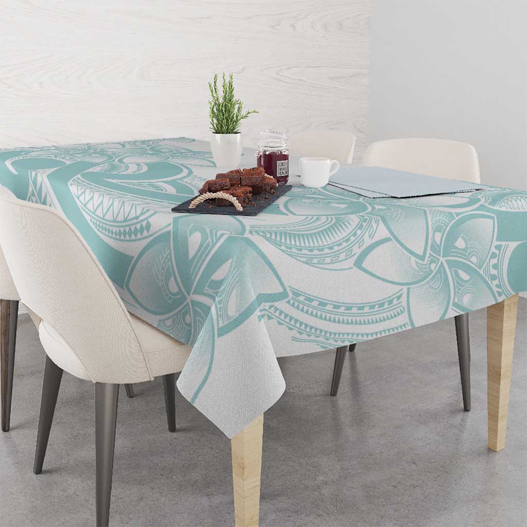 Polynesian Tribal Plumeria Lotu Tamaiti Tablecloth Pastel Cyan - Polynesian Pride