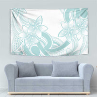 Polynesian Tribal Plumeria Lotu Tamaiti Tapestry Pastel Cyan - Polynesian Pride