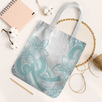 Polynesian Tribal Plumeria Lotu Tamaiti Tote Bag Pastel Cyan LT9 White Strap One Size Cyan - Polynesian Pride