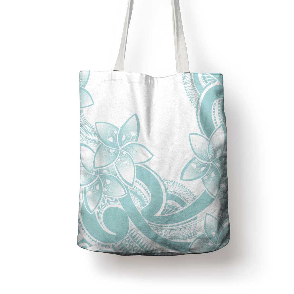 Polynesian Tribal Plumeria Lotu Tamaiti Tote Bag Pastel Cyan LT9 - Polynesian Pride