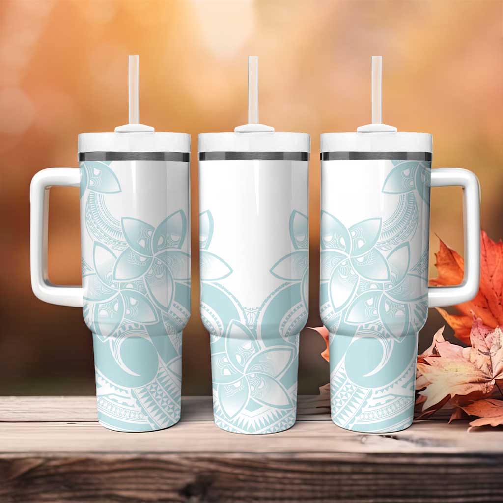 Polynesian Tribal Plumeria Lotu Tamaiti Tumbler With Handle Pastel Cyan LT9 - Polynesian Pride