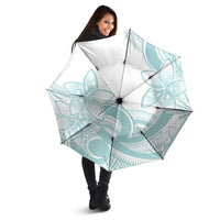 Polynesian Tribal Plumeria Lotu Tamaiti Umbrella Pastel Cyan - Polynesian Pride