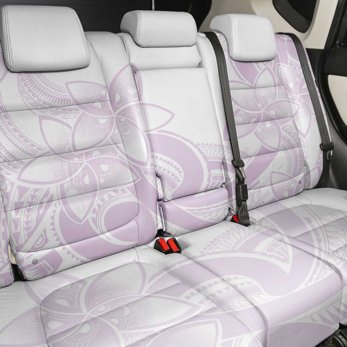 Polynesian Tribal Plumeria Lotu Tamaiti Back Car Seat Cover Pastel Mauve - Polynesian Pride