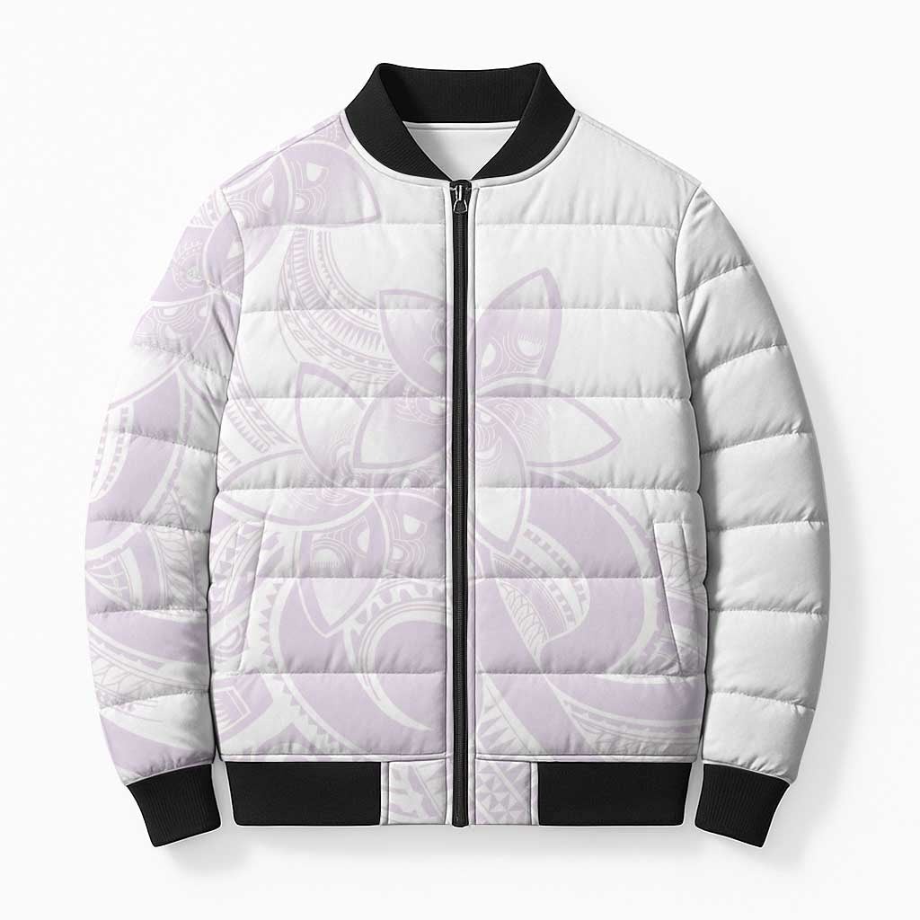 Polynesian Tribal Plumeria Lotu Tamaiti Bomber Puffer Jacket Pastel Mauve LT9 Unisex Mauve - Polynesian Pride