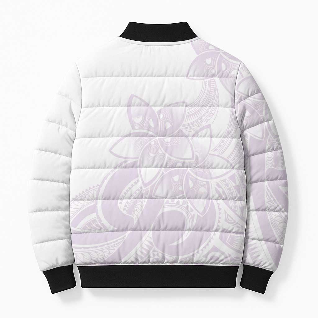 Polynesian Tribal Plumeria Lotu Tamaiti Bomber Puffer Jacket Pastel Mauve LT9 - Polynesian Pride