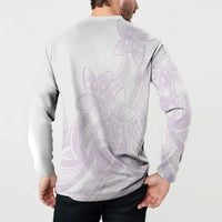 Polynesian Tribal Plumeria Lotu Tamaiti Button Sweatshirt Pastel Mauve LT9 - Polynesian Pride
