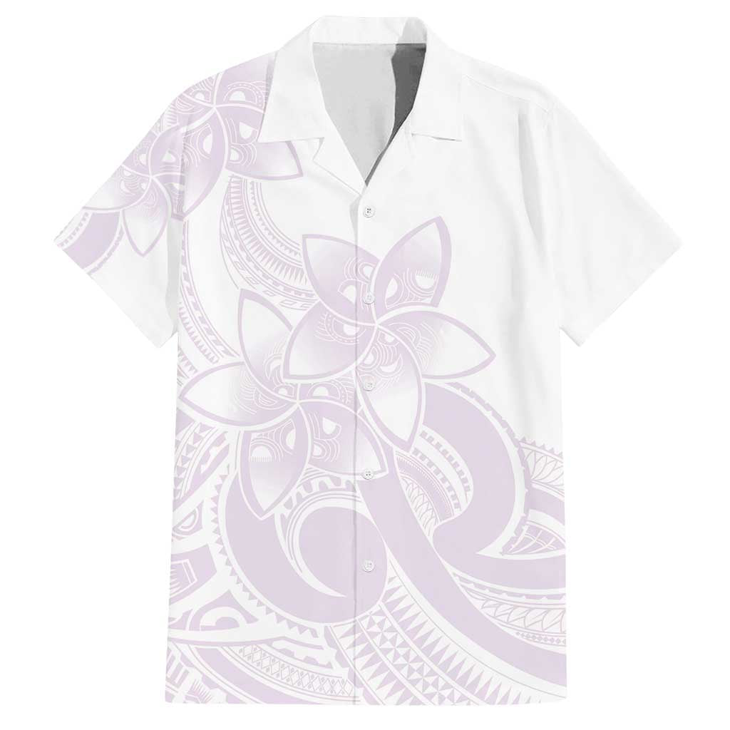Polynesian Tribal Plumeria Lotu Tamaiti Family Matching Off Shoulder Short Dress and Hawaiian Shirt Pastel Mauve LT9 Dad's Shirt - Short Sleeve Mauve - Polynesian Pride