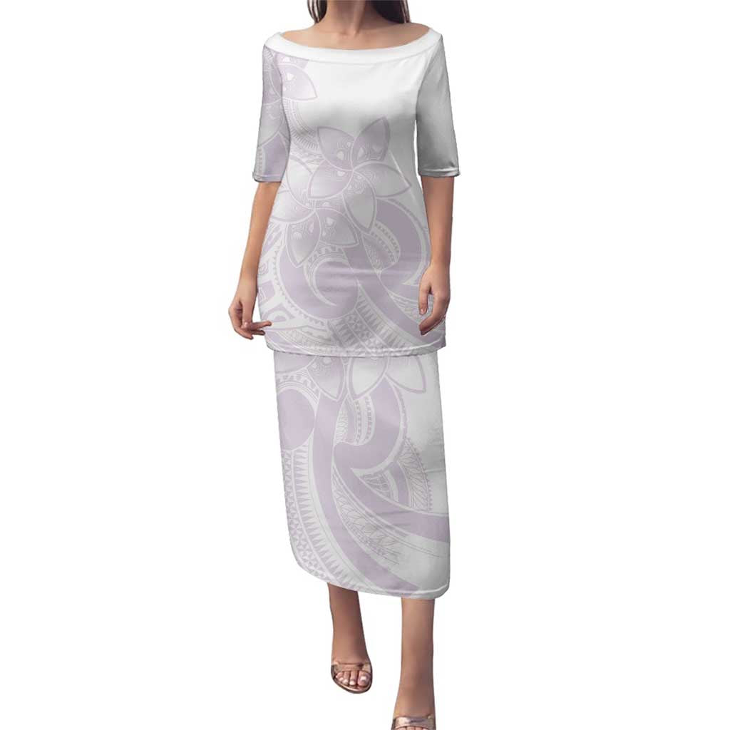 Polynesian Tribal Plumeria Lotu Tamaiti Family Matching Puletasi and Hawaiian Shirt Pastel Mauve LT9 Mom's Dress Mauve - Polynesian Pride