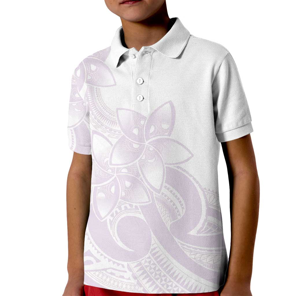 Polynesian Tribal Plumeria Lotu Tamaiti Kid Polo Shirt Pastel Mauve - Polynesian Pride