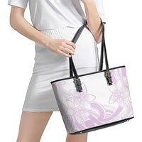 Polynesian Tribal Plumeria Lotu Tamaiti Leather Tote Bag Pastel Mauve - Polynesian Pride