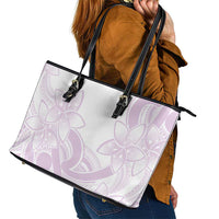 Polynesian Tribal Plumeria Lotu Tamaiti Leather Tote Bag Pastel Mauve - Polynesian Pride