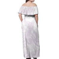 Polynesian Tribal Plumeria Lotu Tamaiti Off Shoulder Maxi Dress Pastel Mauve - Polynesian Pride