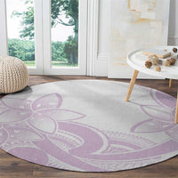 Polynesian Tribal Plumeria Lotu Tamaiti Round Carpet Pastel Mauve - Polynesian Pride