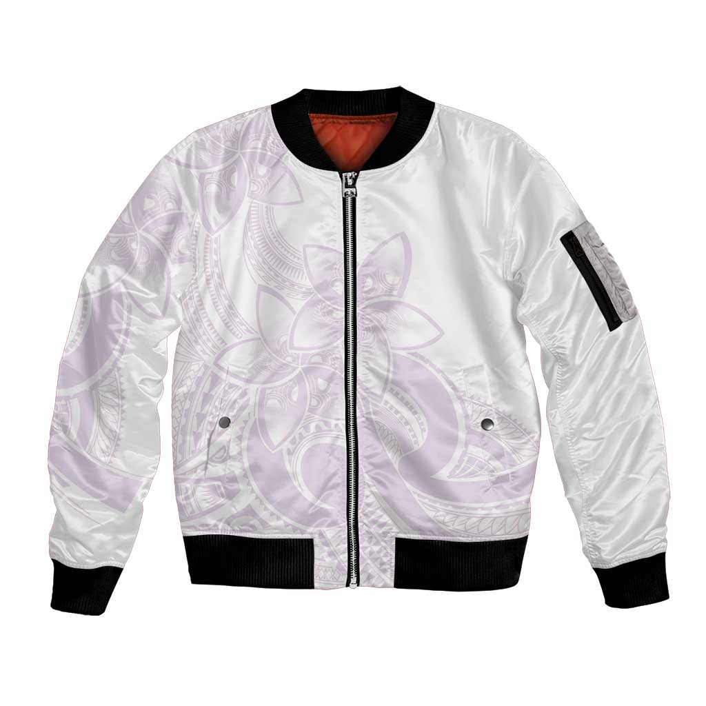 Polynesian Tribal Plumeria Lotu Tamaiti Sleeve Zip Bomber Jacket Pastel Mauve LT9 Unisex Mauve - Polynesian Pride
