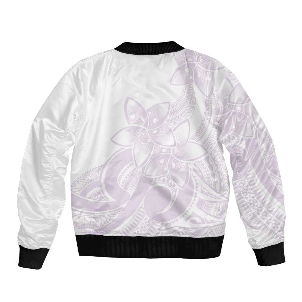 Polynesian Tribal Plumeria Lotu Tamaiti Sleeve Zip Bomber Jacket Pastel Mauve LT9 - Polynesian Pride