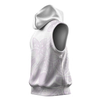 Polynesian Tribal Plumeria Lotu Tamaiti Sleeveless Hoodie Pastel Mauve - Polynesian Pride