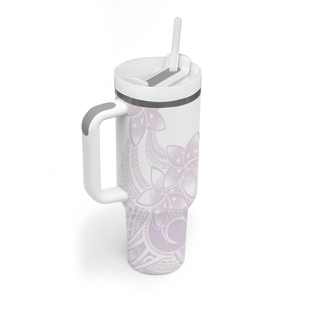 Polynesian Tribal Plumeria Lotu Tamaiti Tumbler With Handle Pastel Mauve LT9 - Polynesian Pride