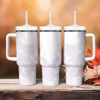 Polynesian Tribal Plumeria Lotu Tamaiti Tumbler With Handle Pastel Mauve LT9 - Polynesian Pride