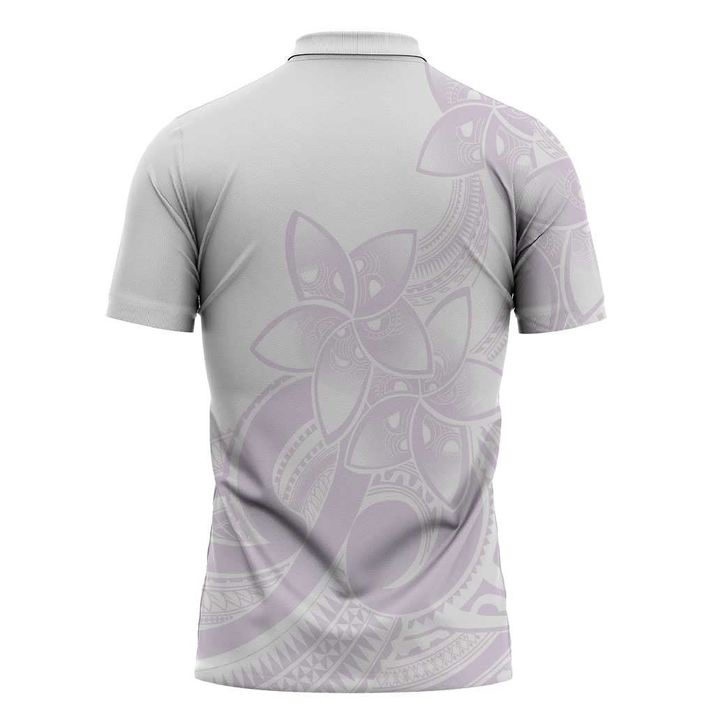 Polynesian Tribal Plumeria Lotu Tamaiti Zipper Polo Shirt Pastel Mauve LT9 - Polynesian Pride