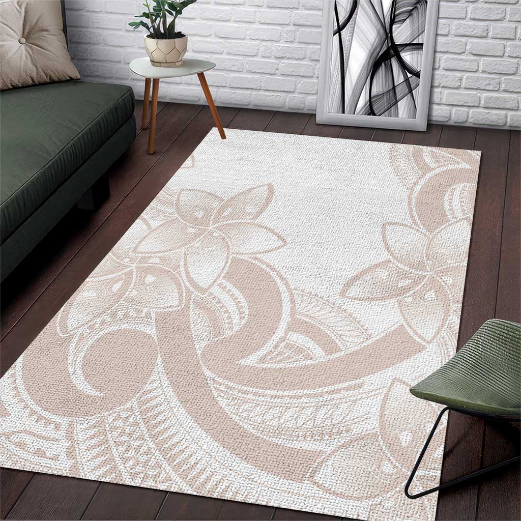 Polynesian Tribal Plumeria Lotu Tamaiti Area Rug Pastel Nude - Polynesian Pride