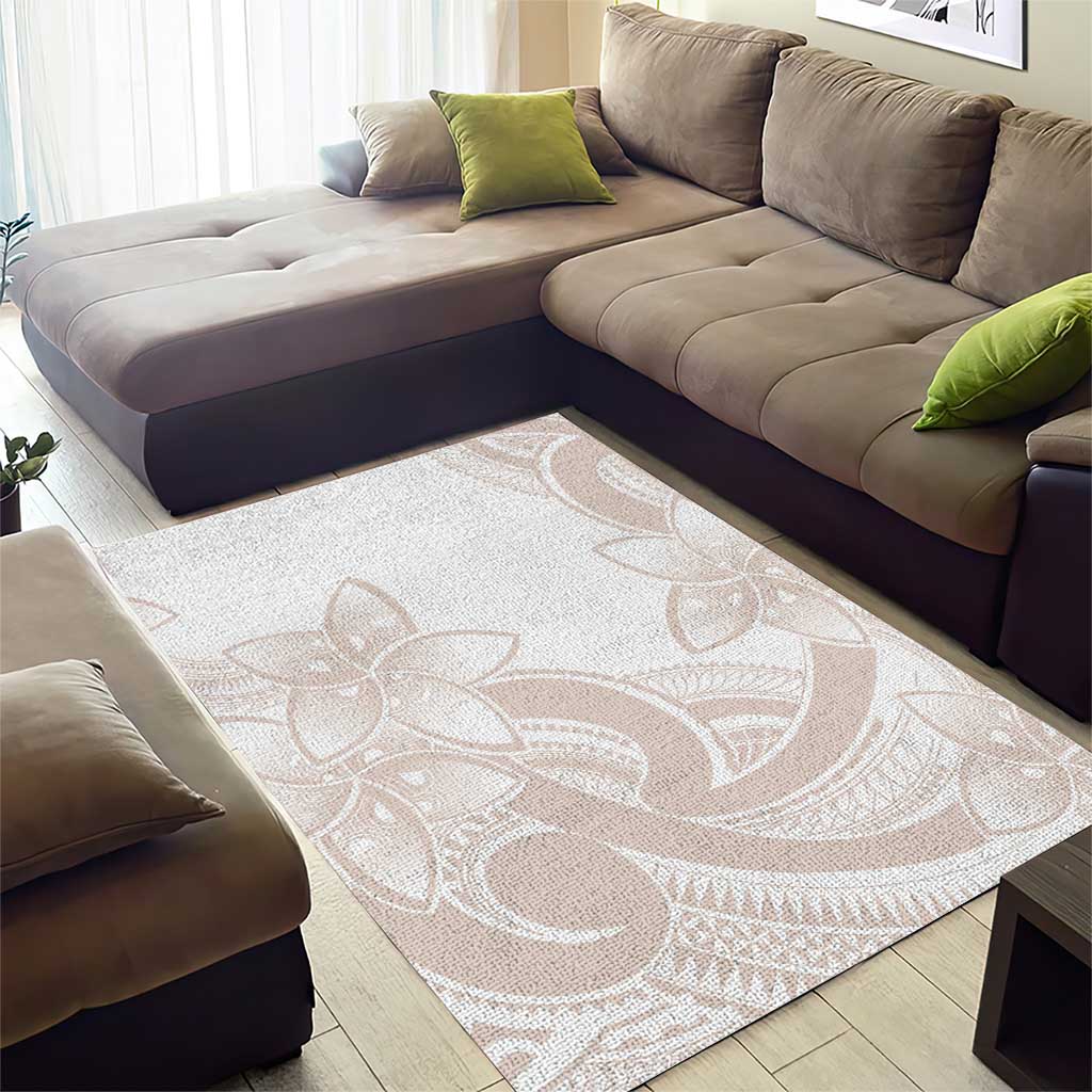 Polynesian Tribal Plumeria Lotu Tamaiti Area Rug Pastel Nude LT9 - Polynesian Pride