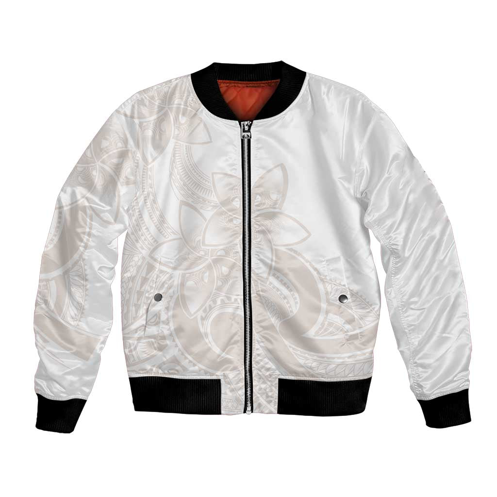 Polynesian Tribal Plumeria Lotu Tamaiti Bomber Jacket Pastel Nude LT9 Unisex Nude - Polynesian Pride