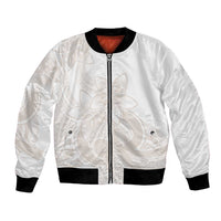 Polynesian Tribal Plumeria Lotu Tamaiti Bomber Jacket Pastel Nude LT9 Unisex Nude - Polynesian Pride