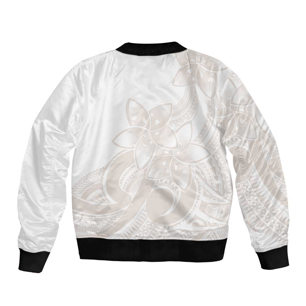 Polynesian Tribal Plumeria Lotu Tamaiti Bomber Jacket Pastel Nude LT9 - Polynesian Pride