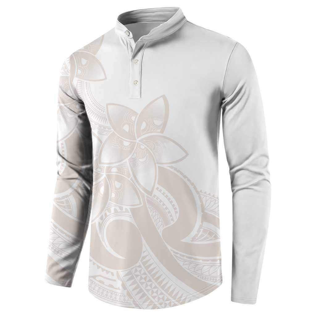 Polynesian Tribal Plumeria Lotu Tamaiti Button Sweatshirt Pastel Nude LT9 - Polynesian Pride