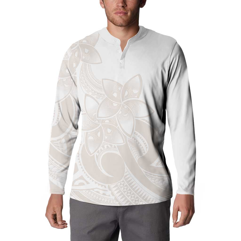 Polynesian Tribal Plumeria Lotu Tamaiti Button Sweatshirt Pastel Nude LT9 - Polynesian Pride