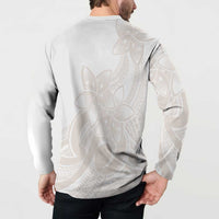 Polynesian Tribal Plumeria Lotu Tamaiti Button Sweatshirt Pastel Nude LT9 - Polynesian Pride