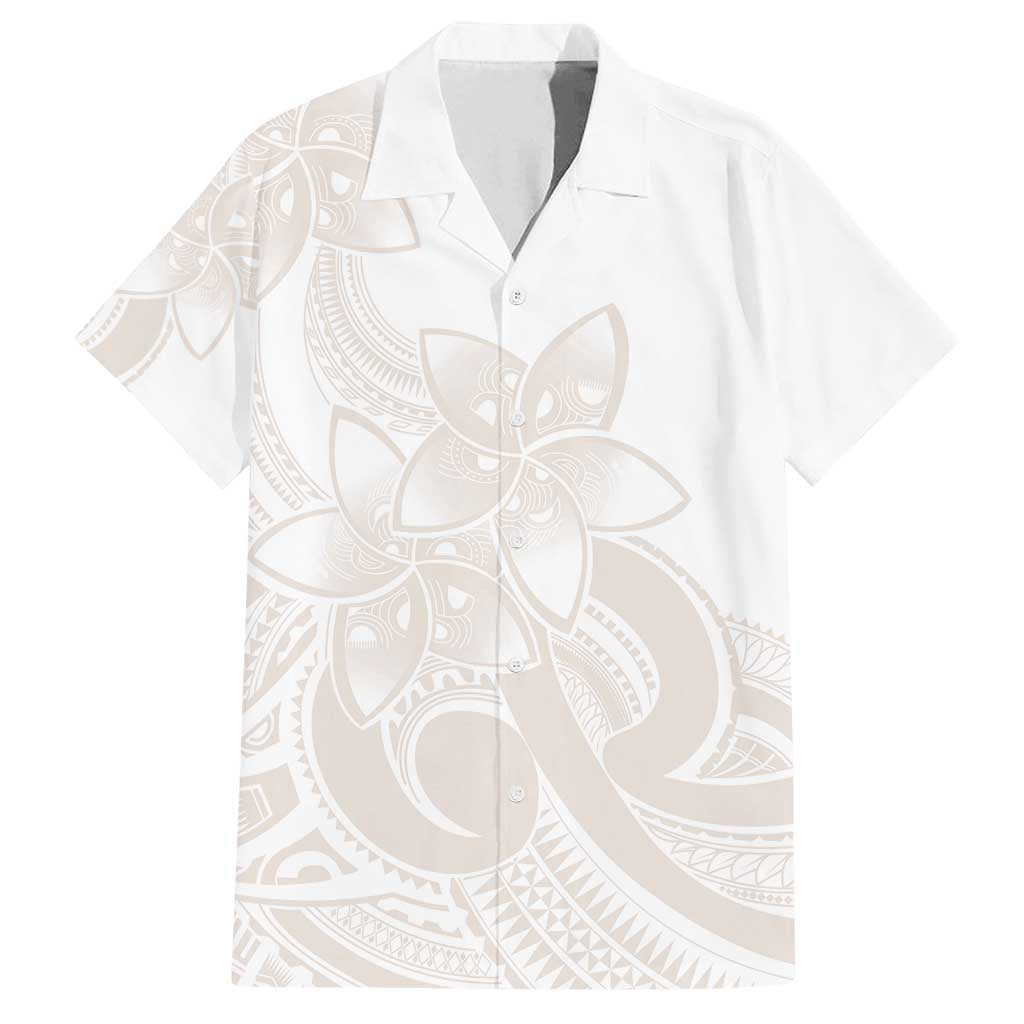 Polynesian Tribal Plumeria Lotu Tamaiti Family Matching Off Shoulder Short Dress and Hawaiian Shirt Pastel Nude LT9 Dad's Shirt - Short Sleeve Nude - Polynesian Pride