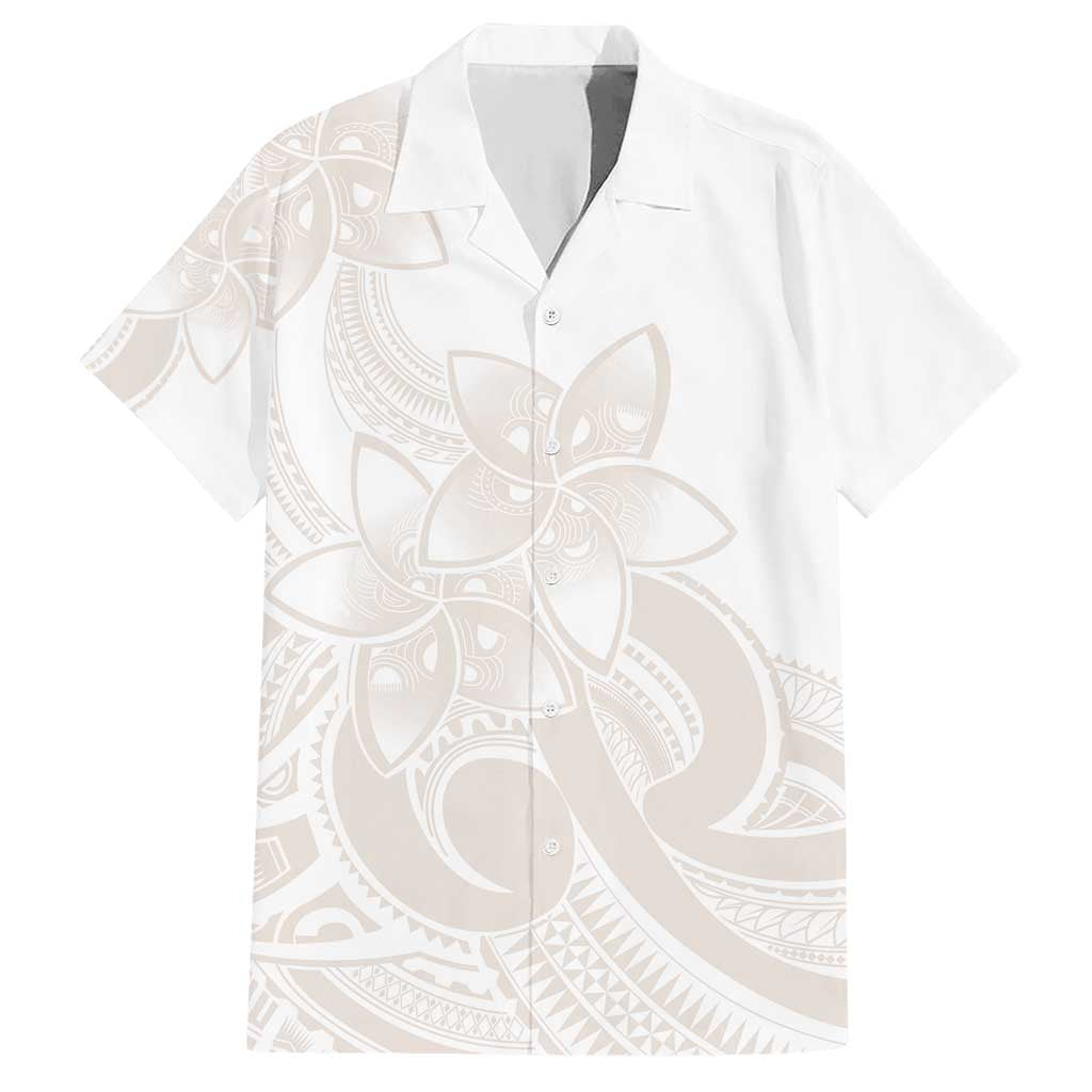 Polynesian Tribal Plumeria Lotu Tamaiti Family Matching Short Sleeve Bodycon Dress and Hawaiian Shirt Pastel Nude - Polynesian Pride