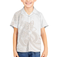 Polynesian Tribal Plumeria Lotu Tamaiti Family Matching Short Sleeve Bodycon Dress and Hawaiian Shirt Pastel Nude - Polynesian Pride