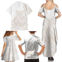 Polynesian Tribal Plumeria Lotu Tamaiti Family Matching Summer Maxi Dress and Hawaiian Shirt Pastel Nude - Polynesian Pride